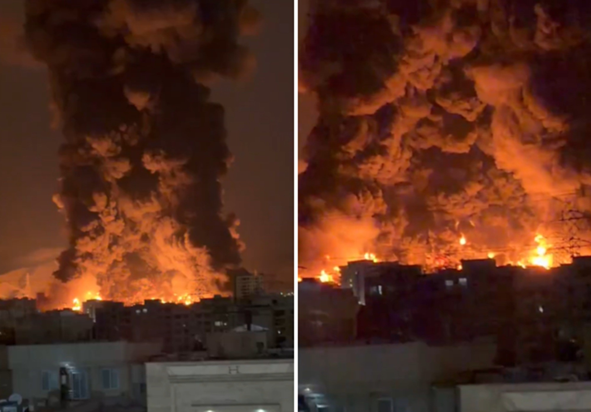 É #FATO: Vídeo mostra depósito de petróleo em Teerã tomado por chamas após ataque de Israel